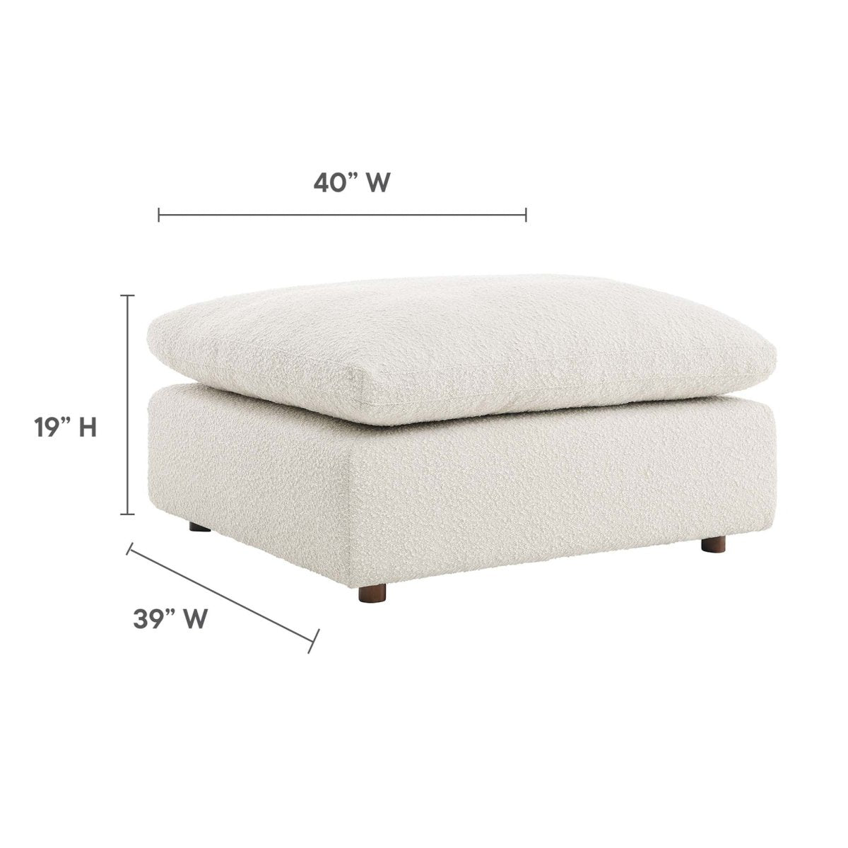 Contemporary Overstuffed Boucle Upholstered Ottoman β 40 Inch - Ottomans available at Alpine Outlets in Denver