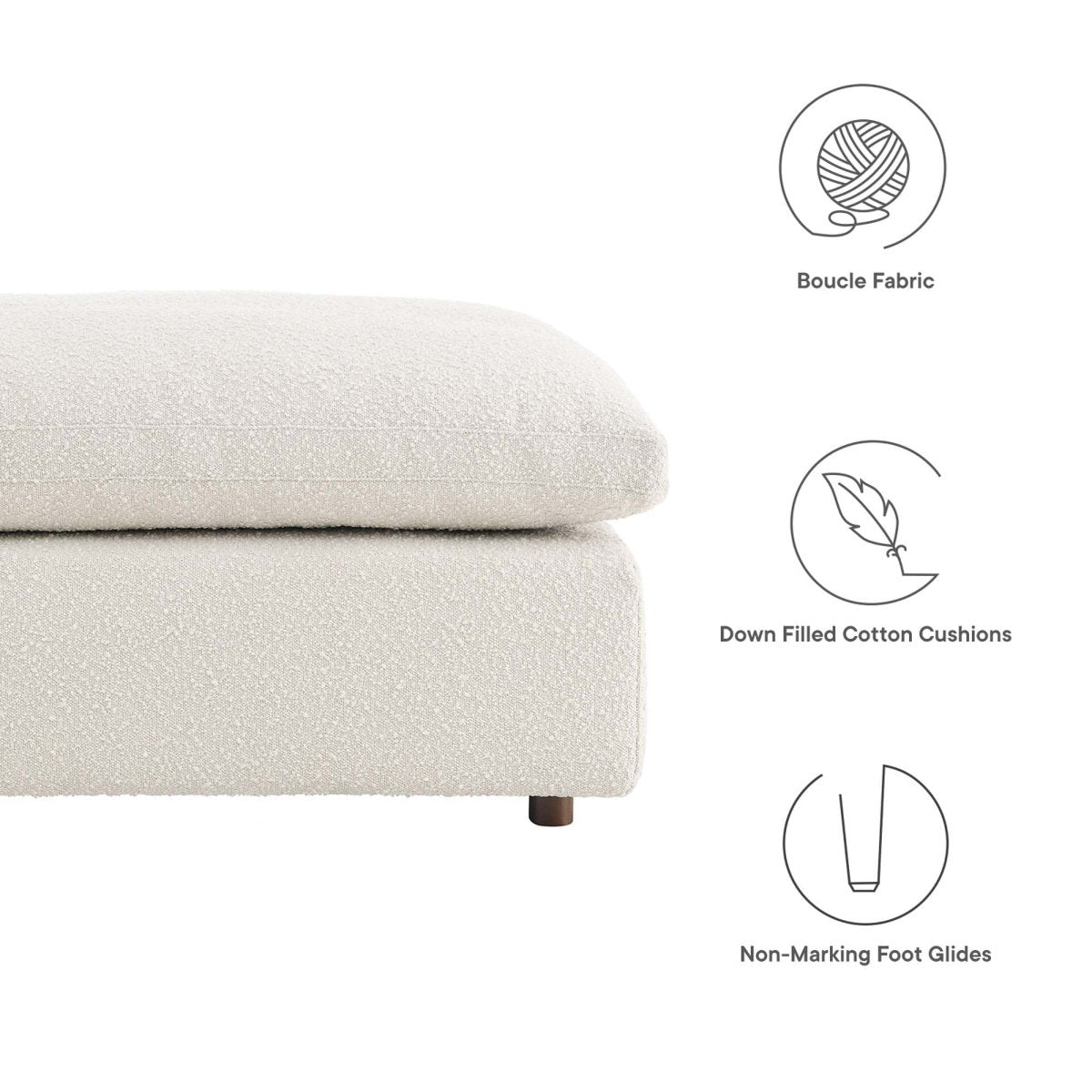 Contemporary Overstuffed Boucle Upholstered Ottoman β 40 Inch - Ottomans available at Alpine Outlets in Denver