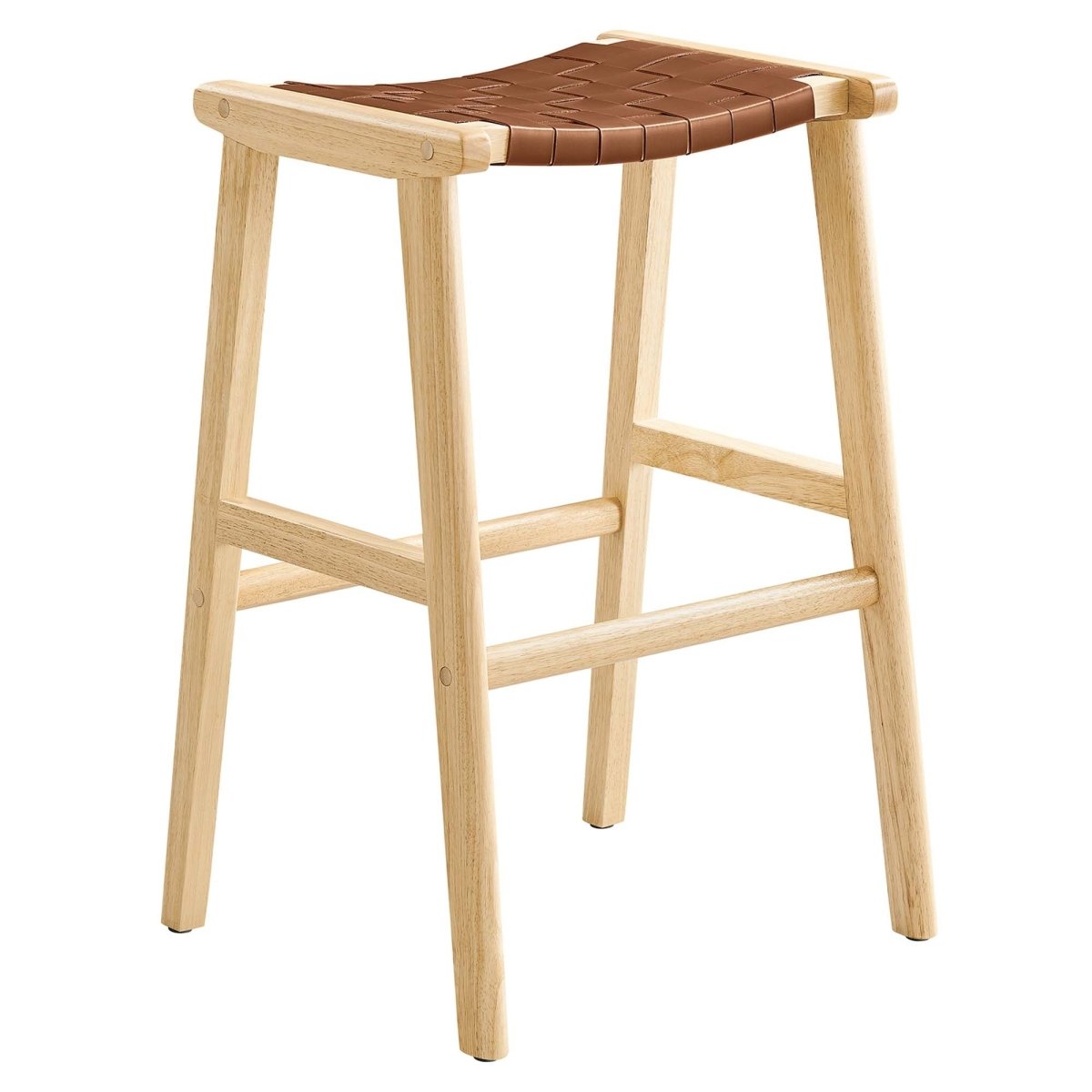 Contemporary Woven Leather and Wood Bar Stool Set of 2 - Stools available at Alpine Outlets in Denver