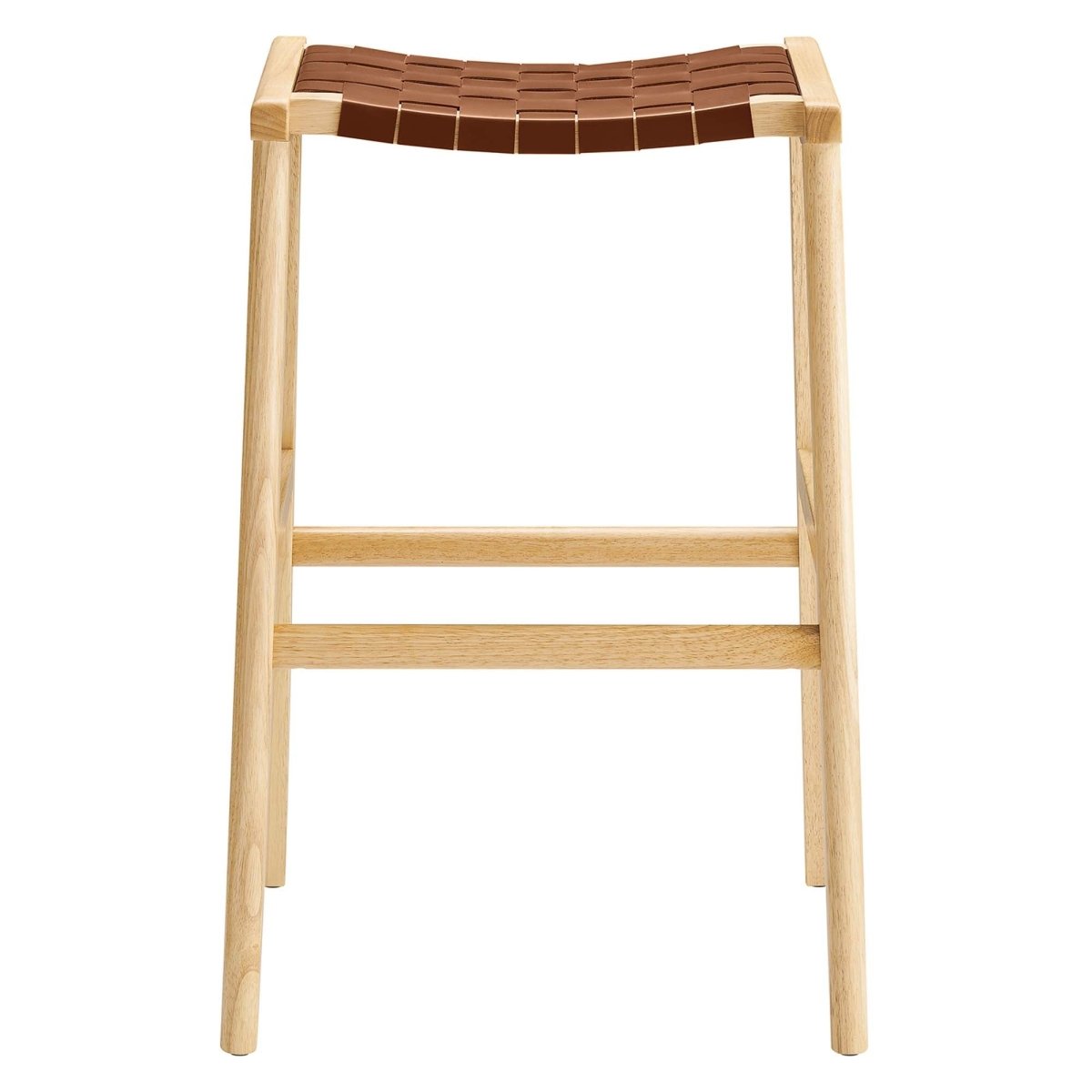Contemporary Woven Leather and Wood Bar Stool Set of 2 - Stools available at Alpine Outlets in Denver
