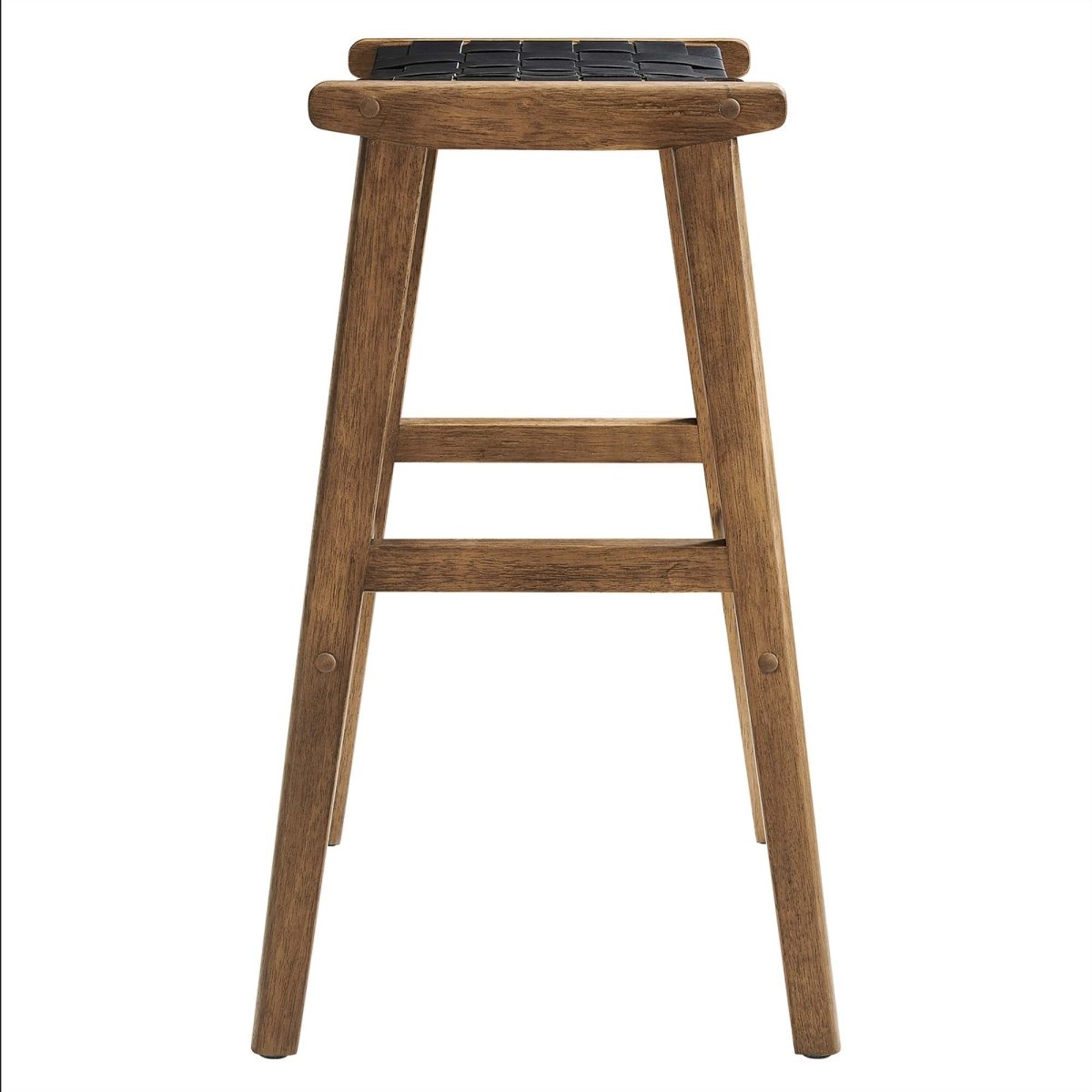 Contemporary Woven Leather and Wood Bar Stool Set of 2 - Stools available at Alpine Outlets in Denver