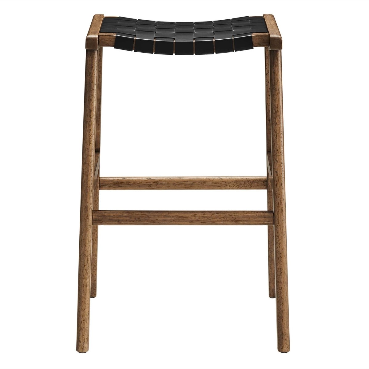 Contemporary Woven Leather and Wood Bar Stool Set of 2 - Stools available at Alpine Outlets in Denver