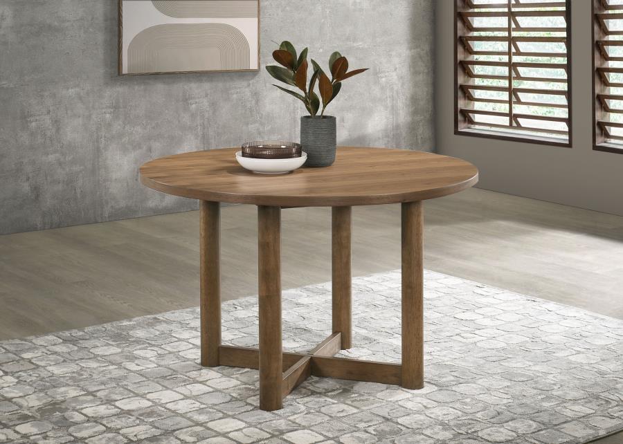 Crestmore 46 - inch Round Wood Dining Table Walnut - Dining Tables available at Alpine Outlets in Denver