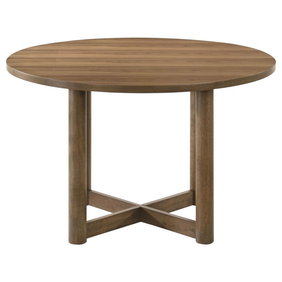 Crestmore 46 - inch Round Wood Dining Table Walnut - Dining Tables available at Alpine Outlets in Denver