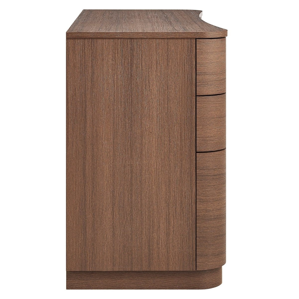 55" Curved 6-Drawer Office Desk with Keyboard Tray – Brushed Brown Oak - Workspace - Alpine Outlets