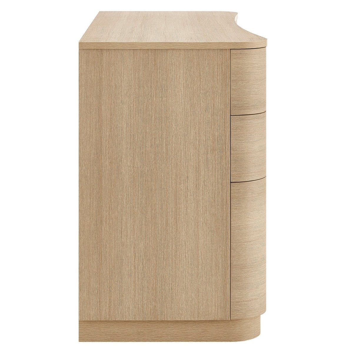 55" Curved 6-Drawer Office Desk with Keyboard Tray – Brushed Light Oak - Workspace - Alpine Outlets