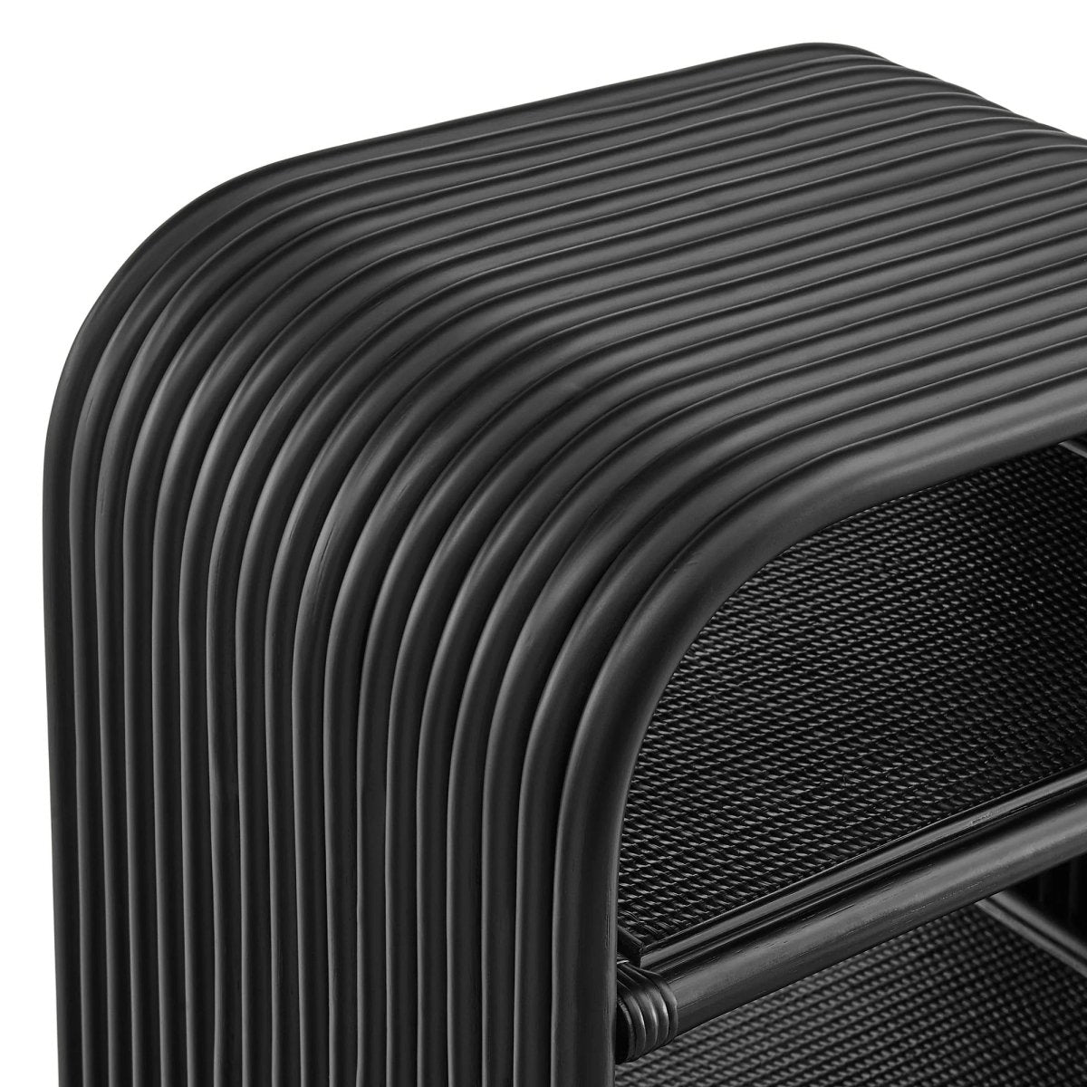 Curved Rattan Side Table with Shelf – Natural 24 Inch - End & Side Tables available at Alpine Outlets in Denver