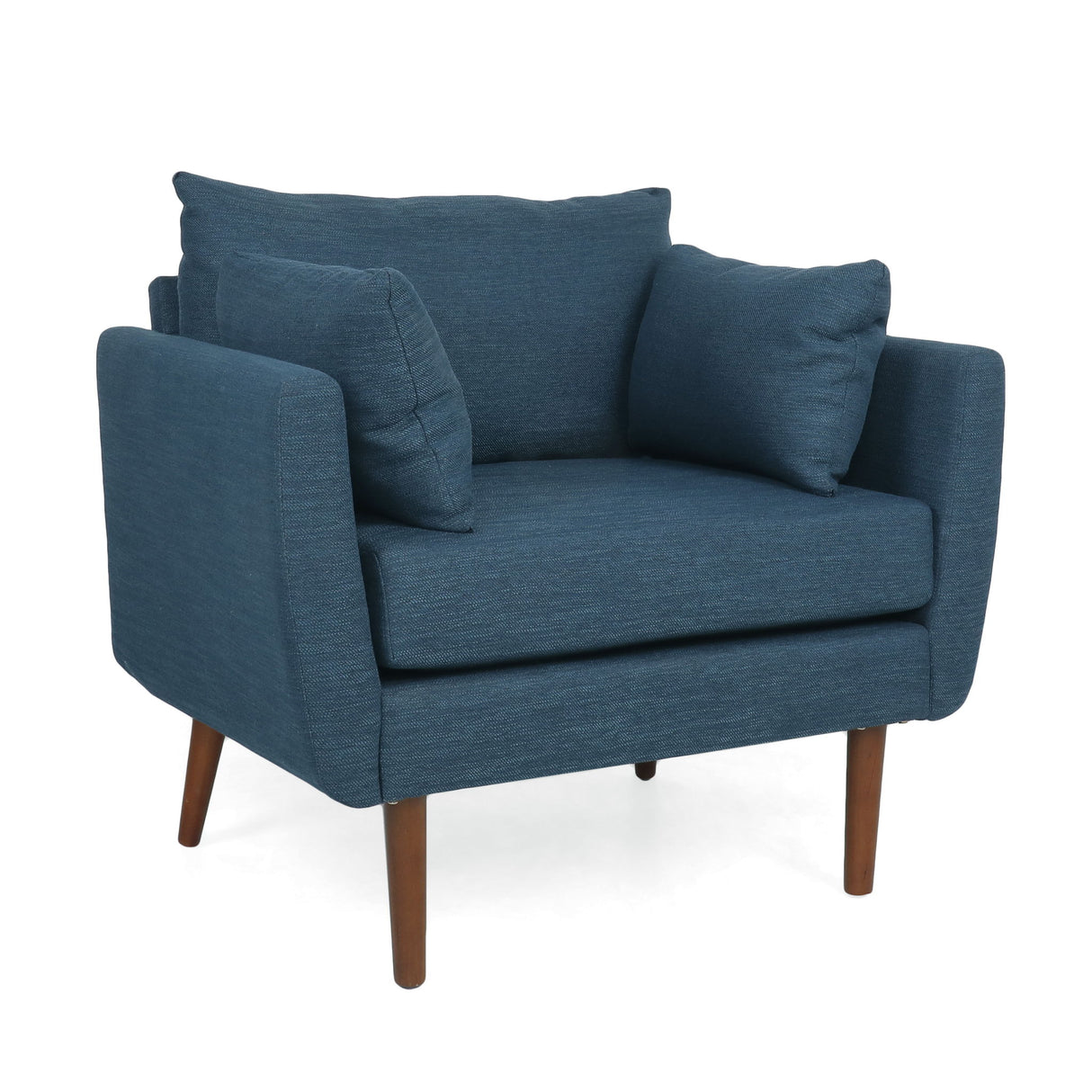 Luminate - Upholstered Fabric Club Chair With Tapered Legs And 2 Accent Pillows - Navy Blue