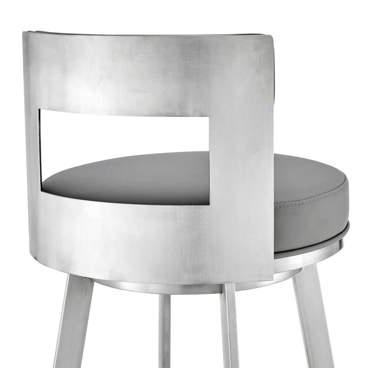 Lynof - Swivel Bar Stool - Brushed Stainless Steel Finish