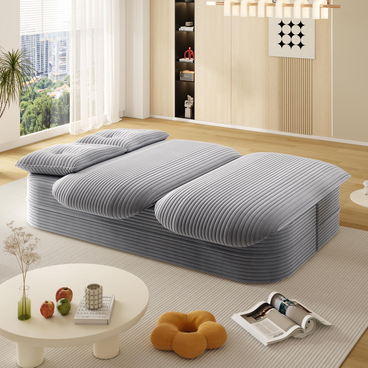 Convertible Floor Sofa Bed With Multi Functional Blanket