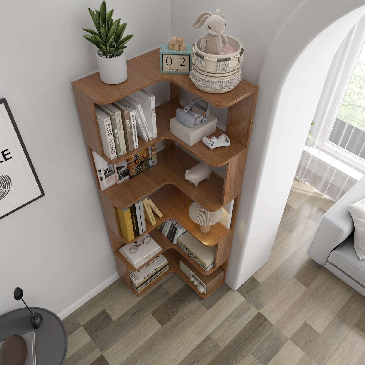 L-Shaped Corner Bookshelf