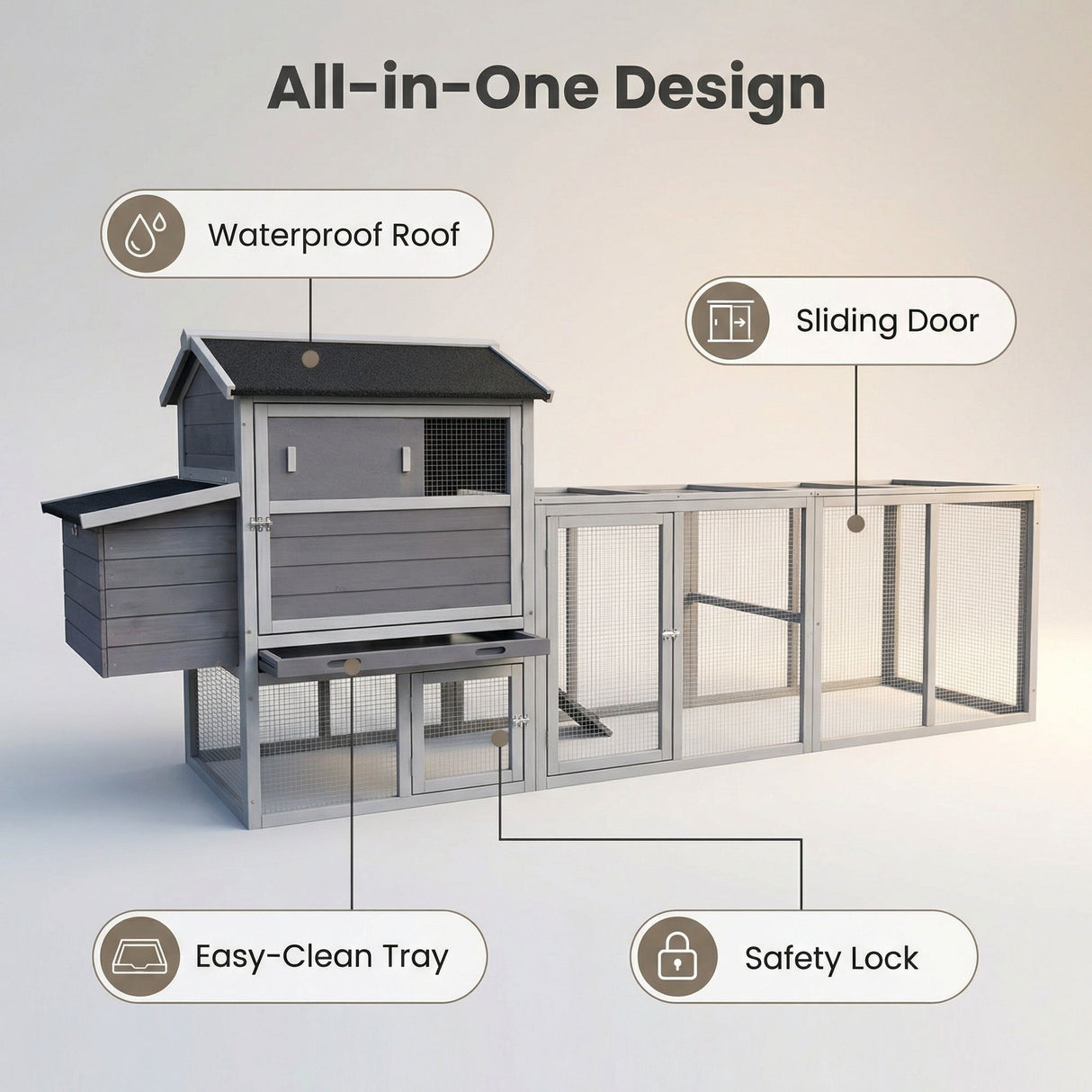 Chicken Coop With Run And Nesting Box, Large Outdoor Hen House For Backyard