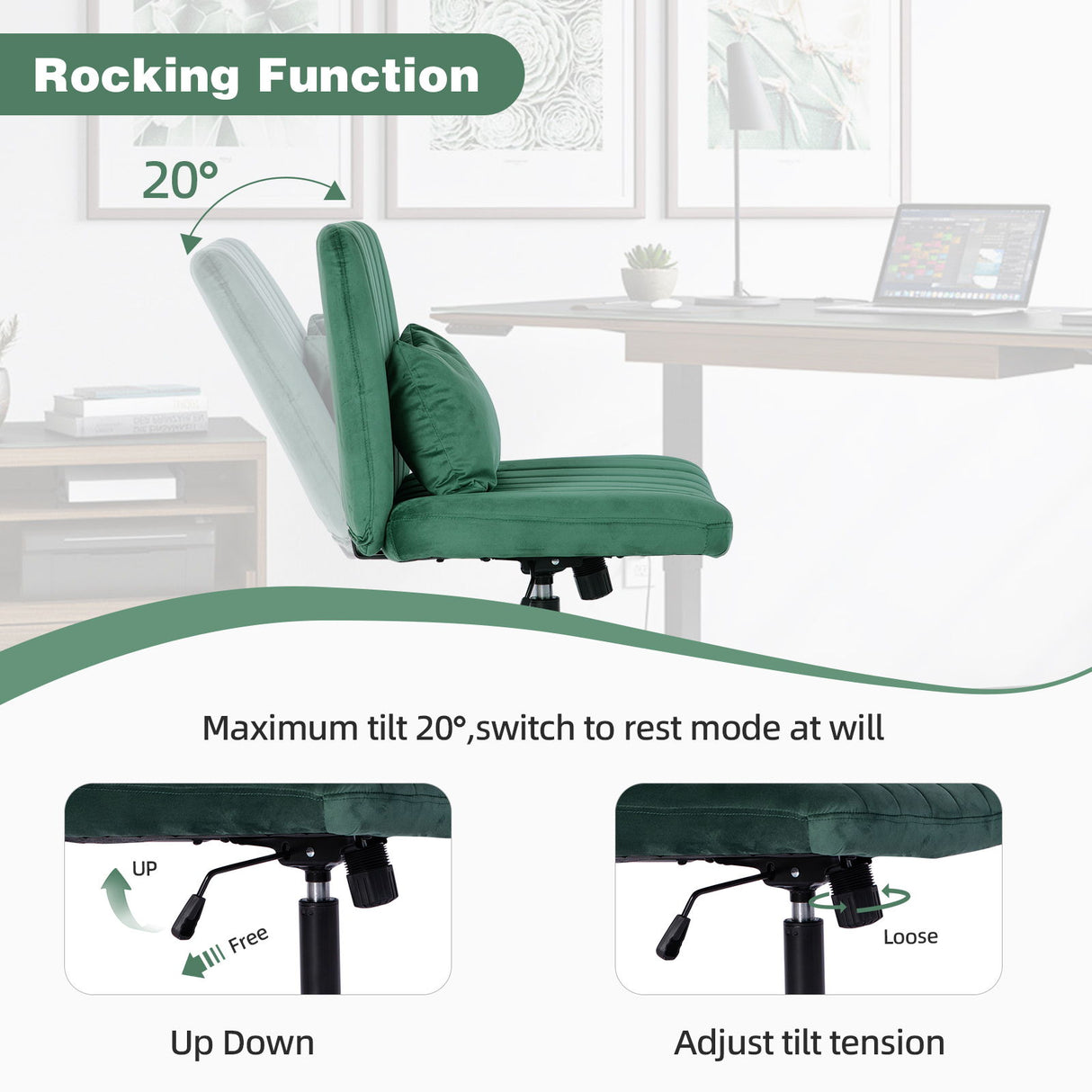 Criss Cross Office Chair With Adjustable Height, Ergonomic Design