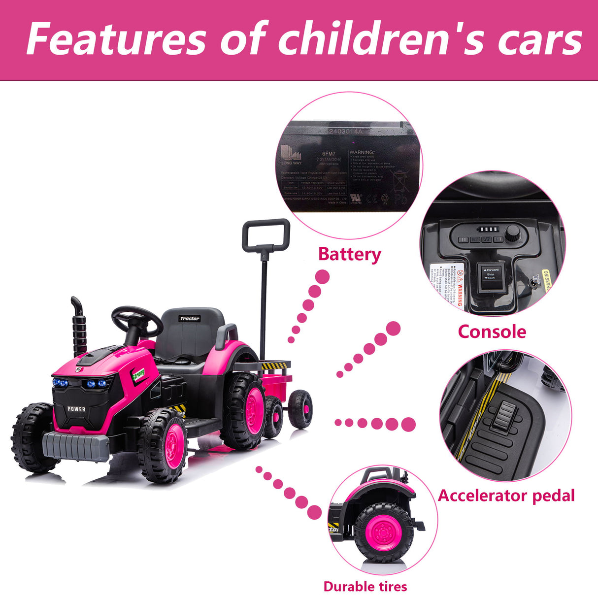 Kids Electric Ride On Tractor With Trailer