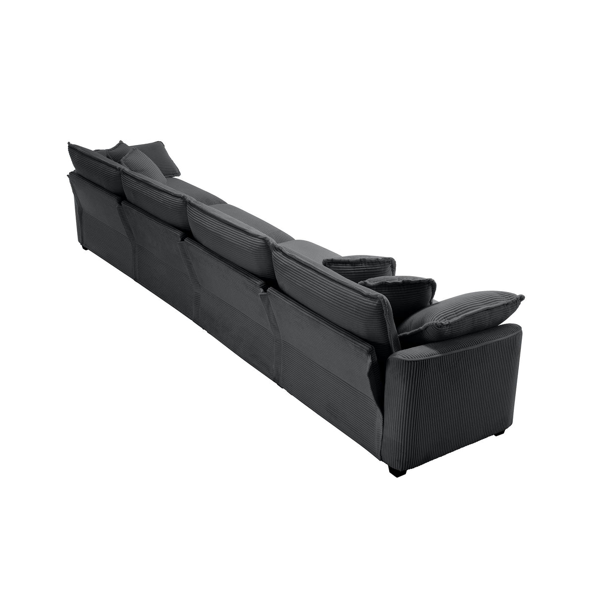 Modern Upholstered 4 Seater Fabric Sofa With Arm And Throw Pillows