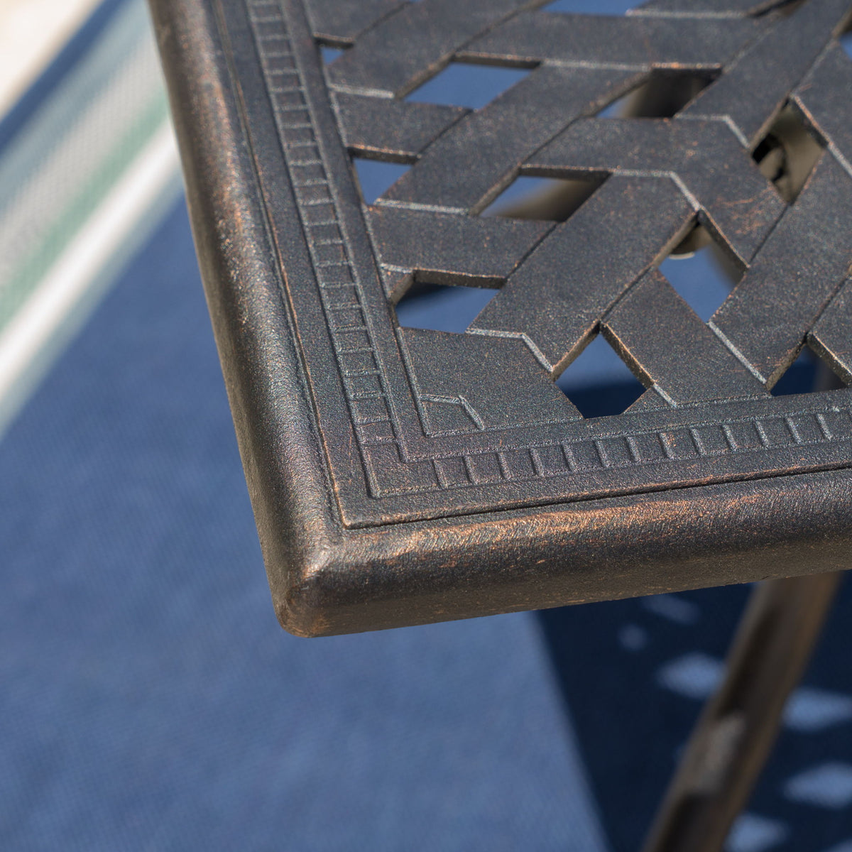 Enchantia - Outdoor Rectangular Dining Table With Weave Tabletop And Flared Legs - Copper