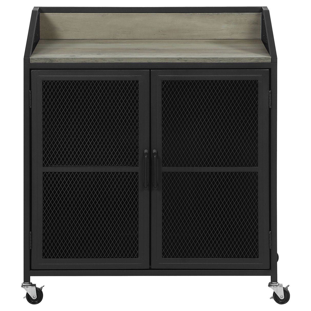 Arlette - 2 Door Mobile Home Bar Wine Cabinet With Smooth Rolling Casters - Black