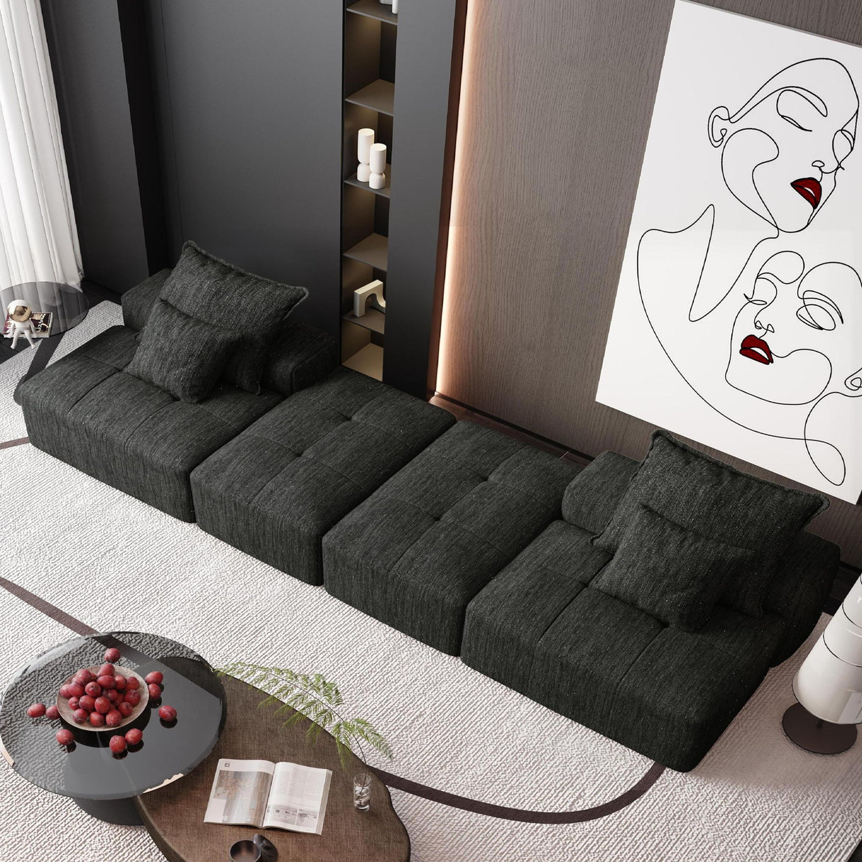 Modern Oversized Diy Combination Modular Sectional Sofa With Pillows