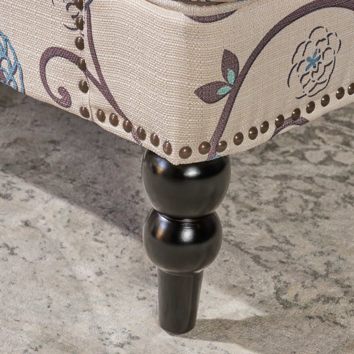 Vitality - Club Chair With Button Tufted Diamond Stitching And Turned Legs - Blue / White