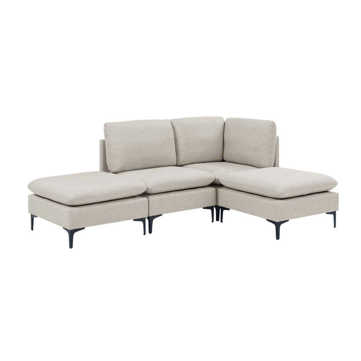 Upholstered Modular Sectional With Tall Legs, Medium Firm Seat