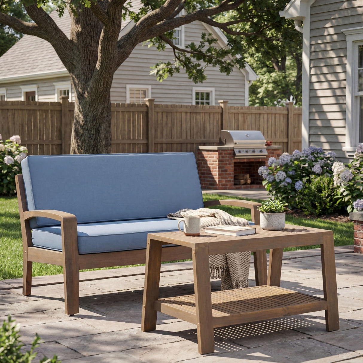 2 Piece Outdoor Conversation Set (Loveseat & Coffee Table With Water-Resistant Cushions)