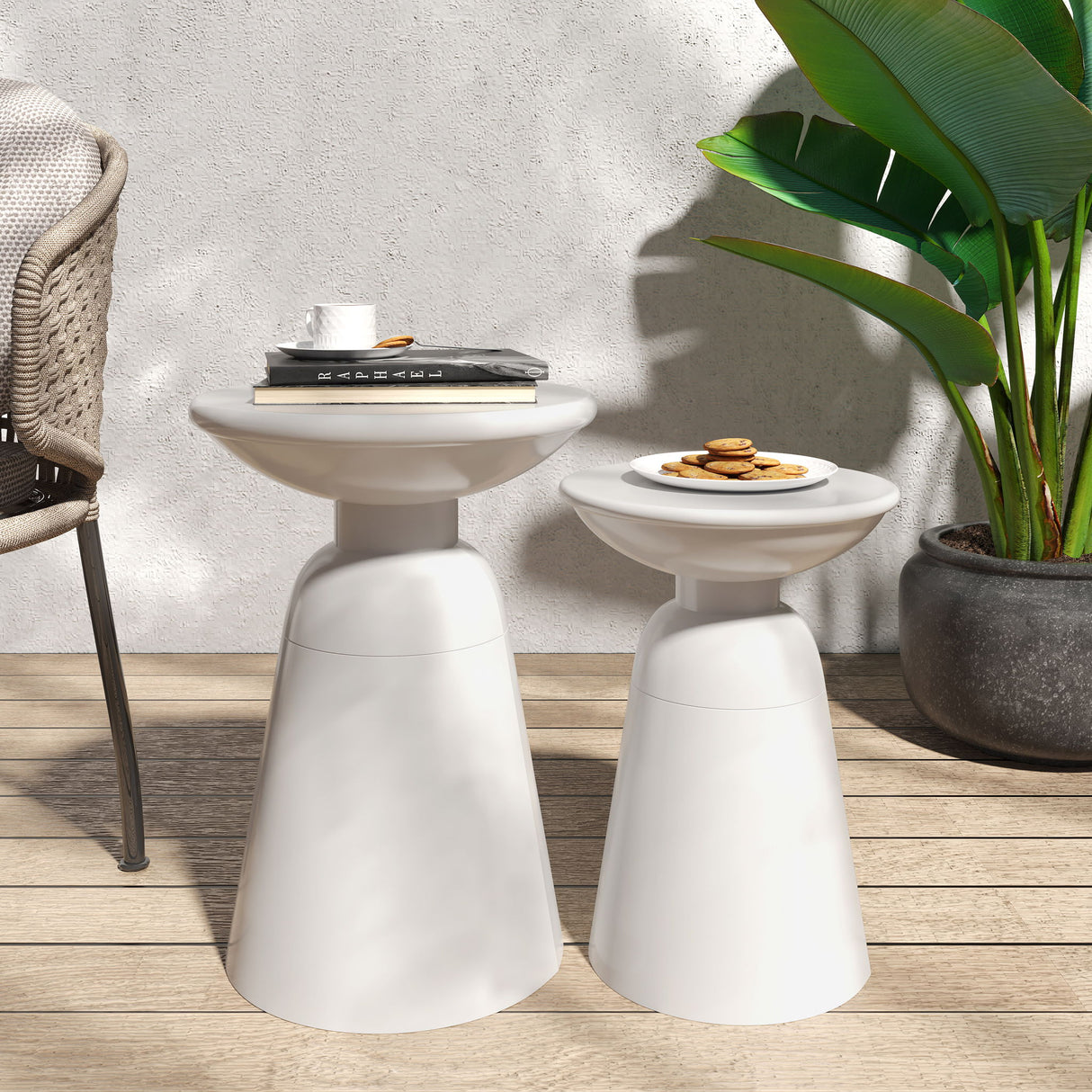 Serenita - Outdoor Side Tables With Flared Design (Set of 2)