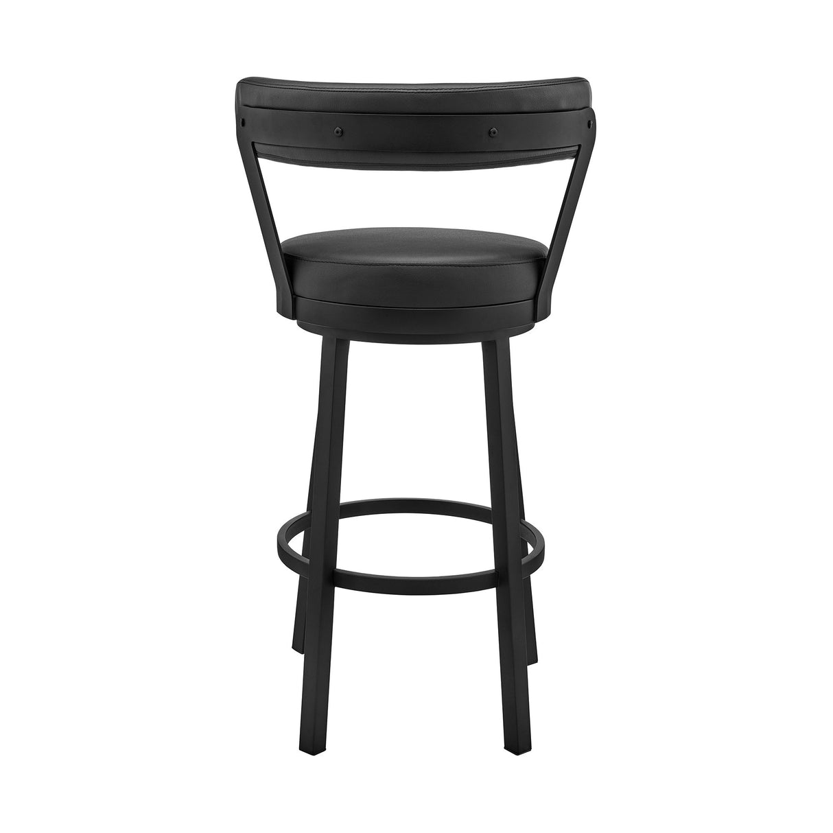 Bryant - 30" Bar Height Swivel Bar Stool - Black Finish And Black Faux Leather