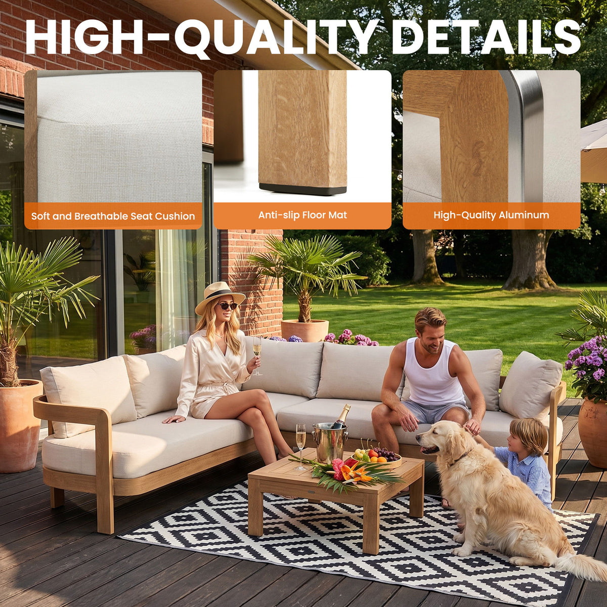 Outdoor Patio Sectional Sofa Set - Oak