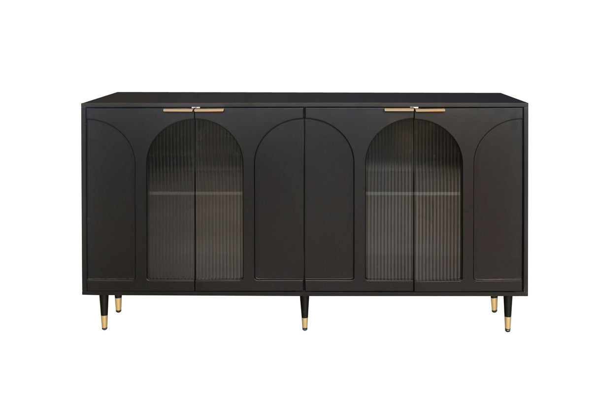 Accent Cabinet with 4 Fluted Glass Doors 60in x 16in