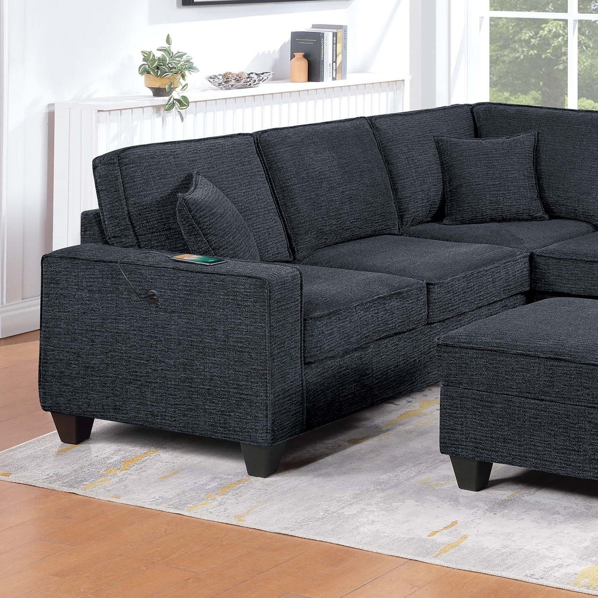 5 Piece Sectional Set With Left Arm Loveseat With USB Port