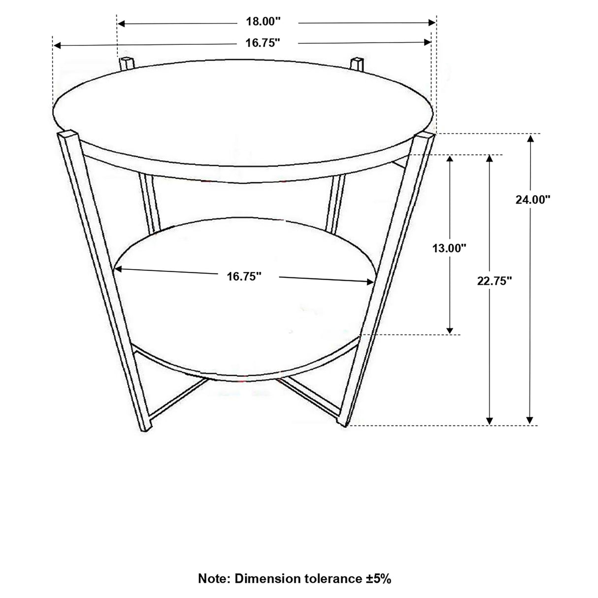 Accent Table With X-Frame And Bottom Shelf - Brown