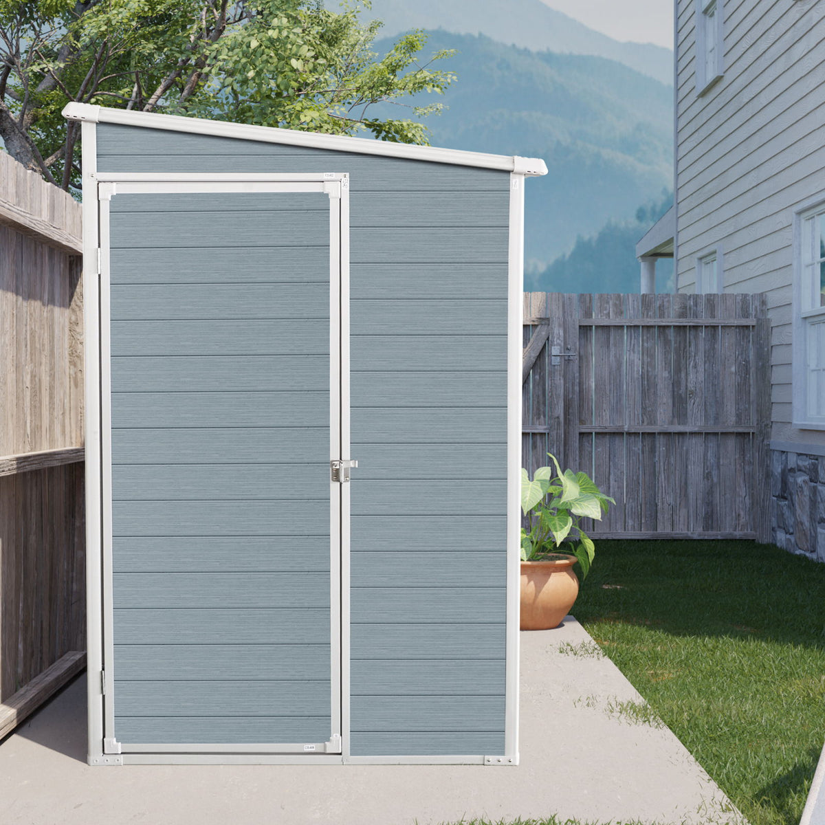 Outdoor Storage Shed With Floor Resin Shed With Two-Window, Waterproof, Lockable Doors For Patio, Yard, Lawn - Gray
