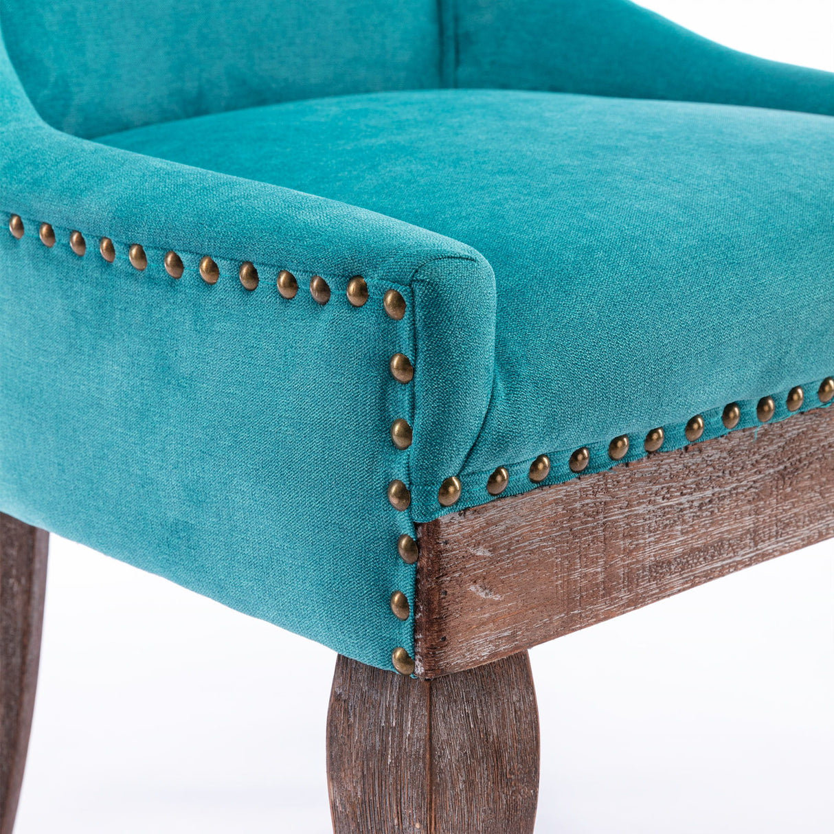Ultra Side Dining Chair,Thickened Fabric Chairs With Neutrally Toned Solid Wood Legs, Bronze Nail Head (Set of 2) - Chair Sets - Alpine Outlets