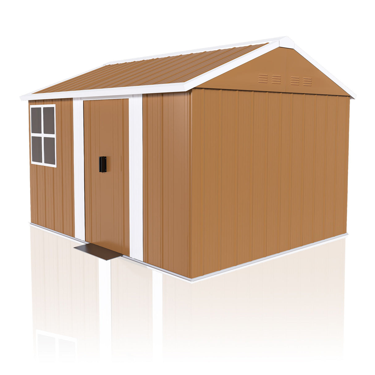 Heavy Duty Storage Shed Garden Building Weatherproof Galvanized Iron Light Brown