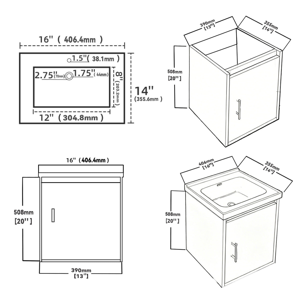 20" Floating Bathroom Vanity Combo With Wall Cabinet, Ceramic Sink & Soft Close Doors - White