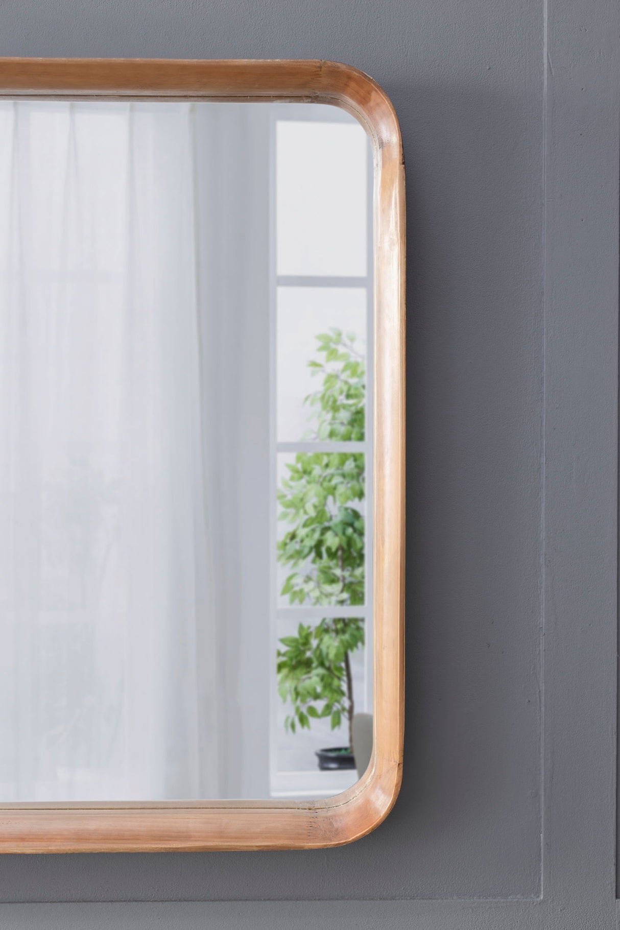 Square Mirror With Wood Frame, Wall Mirror For Living Room Bathroom Entryway - Brown