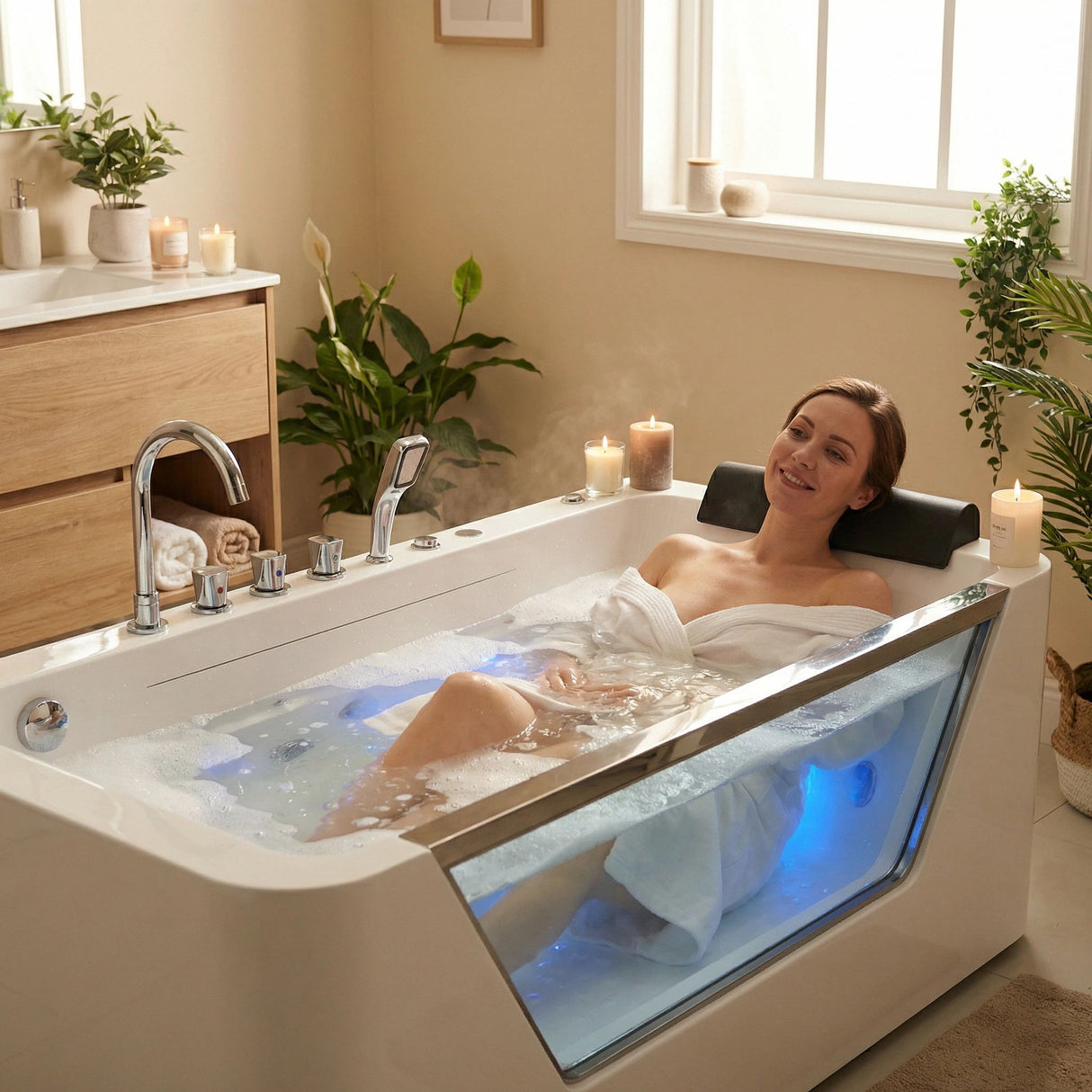 Xavier - Single Massage Bathtub - Milk White
