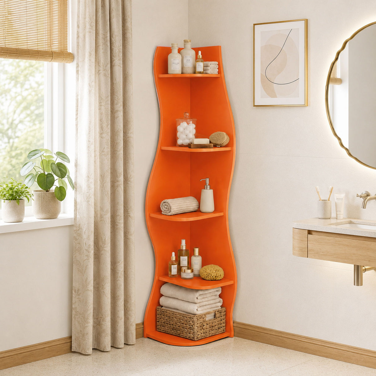 5 Tier S - Shaped Corner Shelf For Living Room