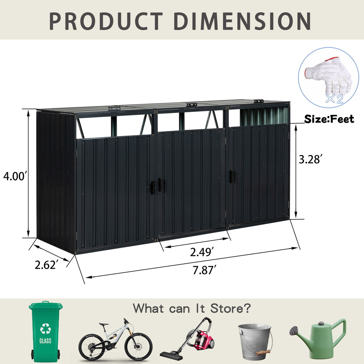 Garbage Bin Shed Outdoor Storage Building Weatherproof Galvanized Steel Housing