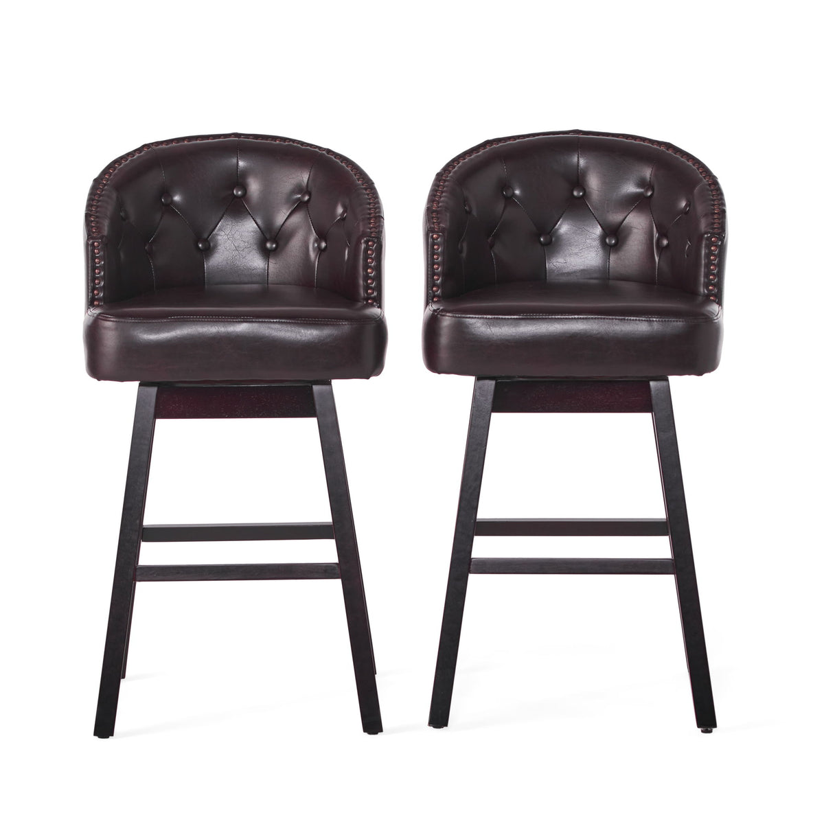 360 Degree Swivel Bar Stool With Stunning Nailhead Trim (Set of 2)