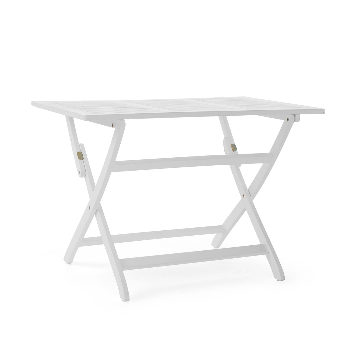 Blissique - Outdoor Foldable Wood Dining Table With Slat Design - White