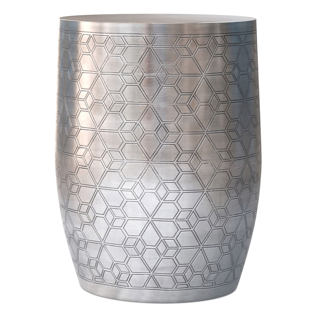 Johnsen - Geometric Pattern Accent Table - Antique Silver
