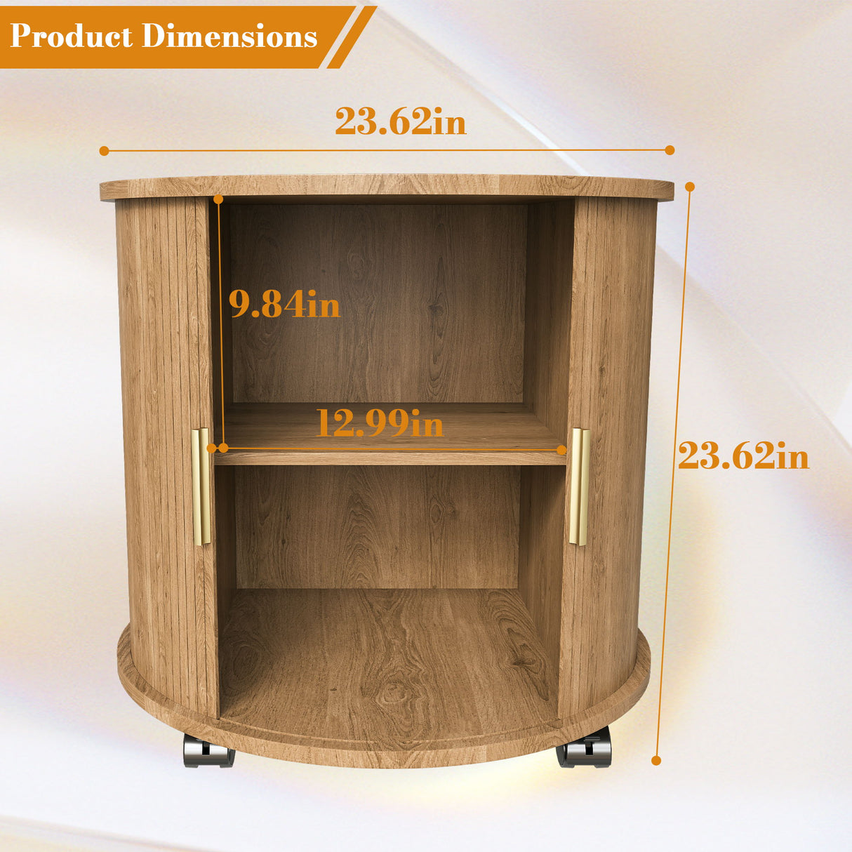 Cylinder Nightstand With Charging Station & Sliding Door