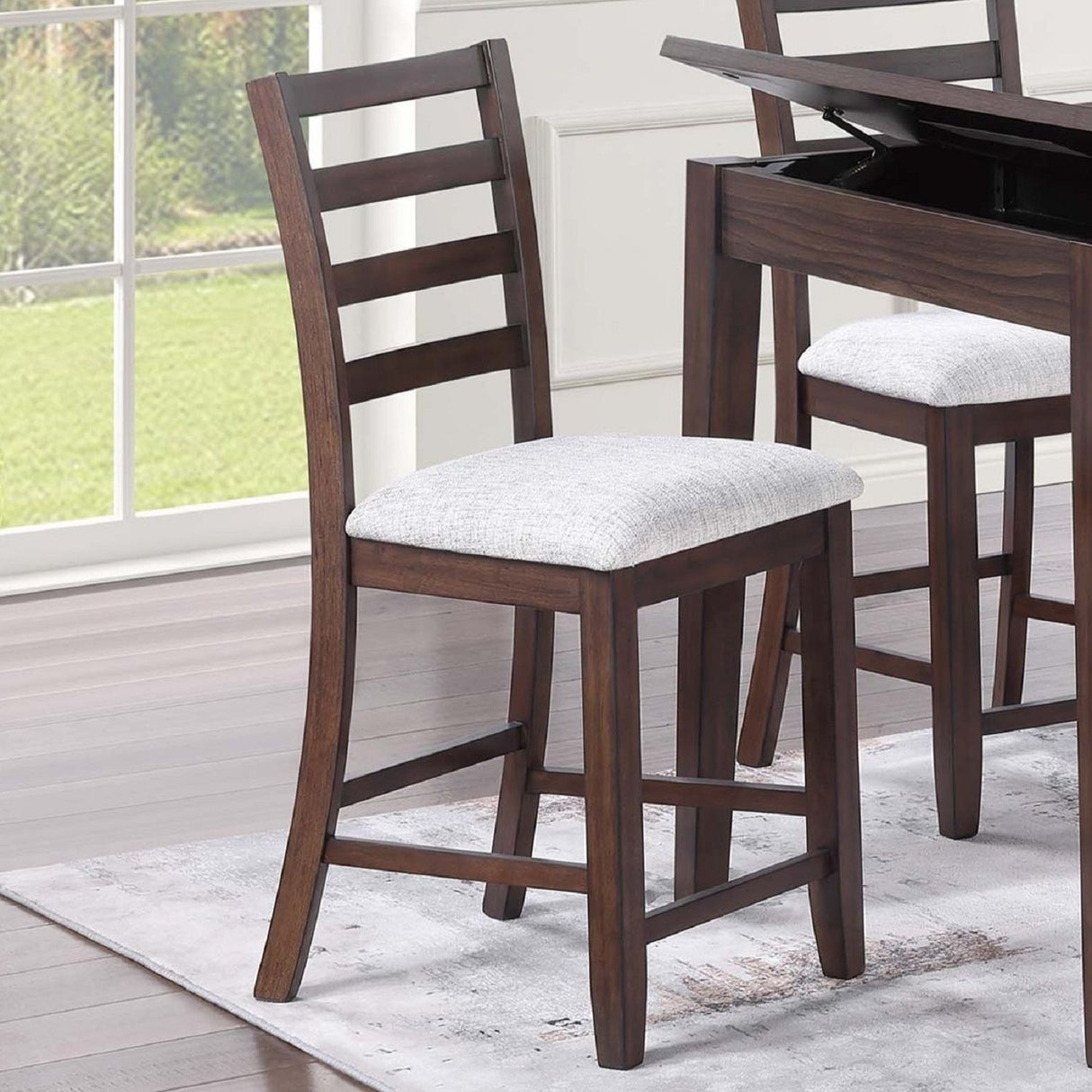 Ladder Back Design Counter Height Dining Chairs (Set of 2) - Walnut