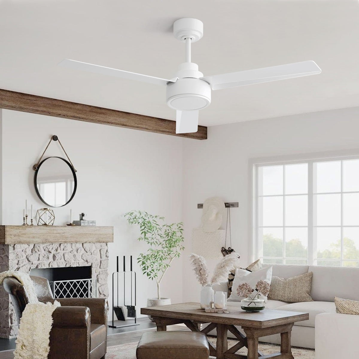 52" Ceiling Fan With Remote Control, 6 Speed Reversible DC Motor, 3 Blades