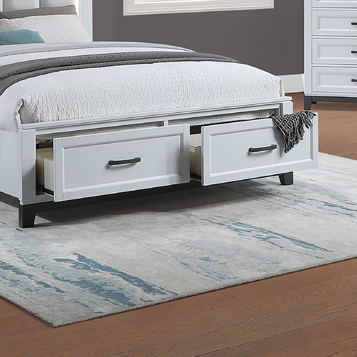 Bedroom Set, Bed With Drawers And Upholstered Headboard LED Lighting