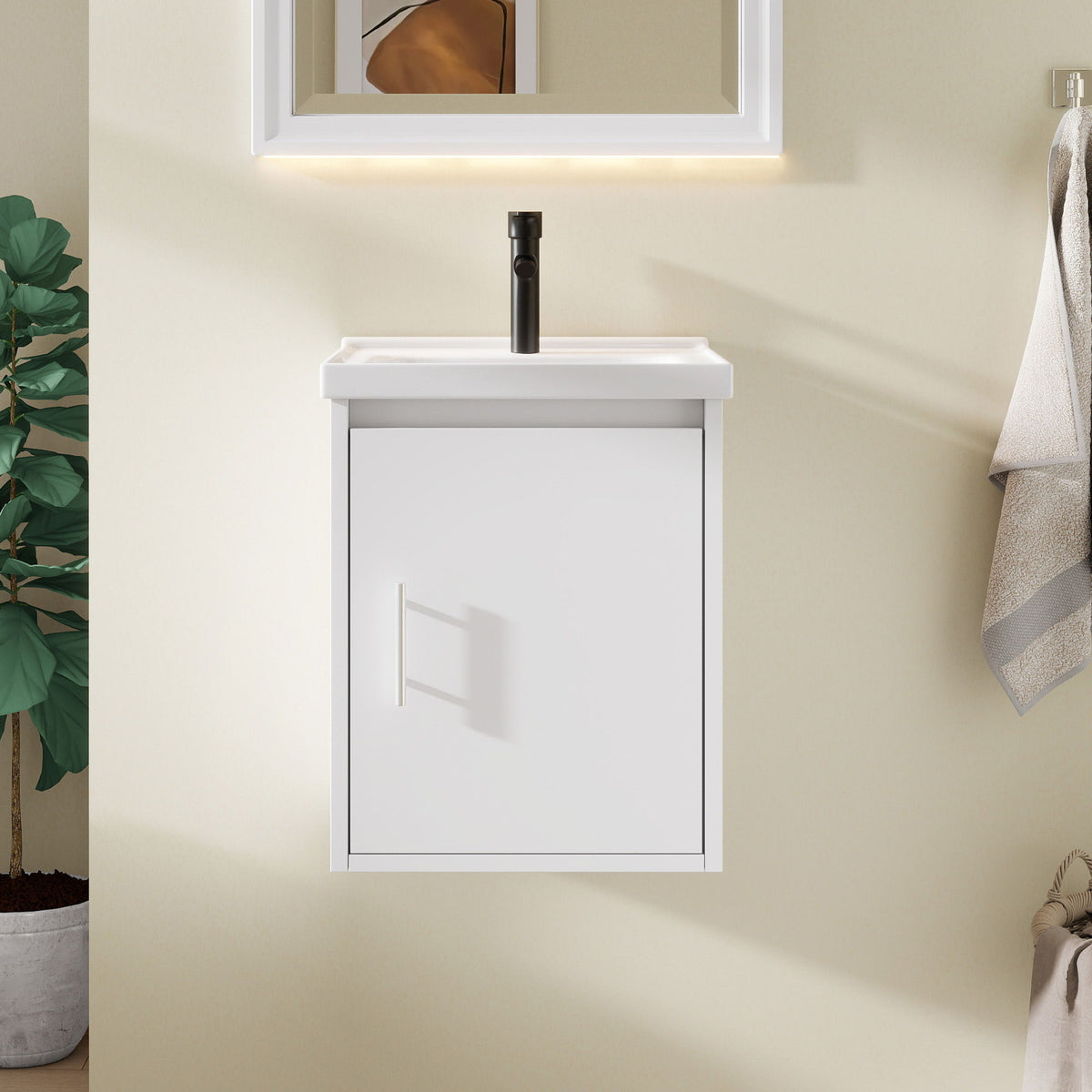 Floating Bathroom Vanity Combo, Wall Mounted Cabinet With Sink & Soft Close Doors For Small Bathrooms