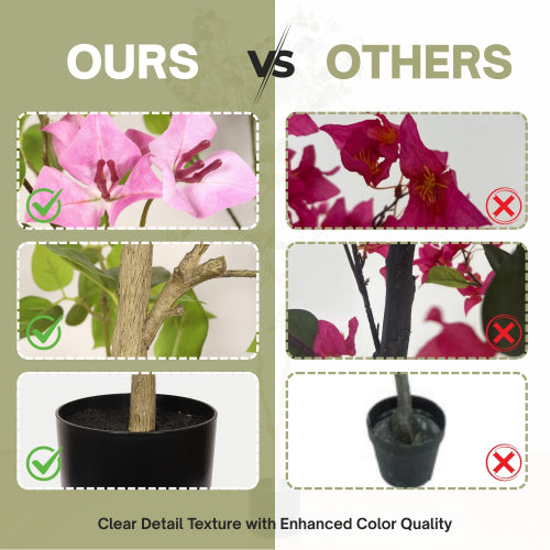 72" Artificial Bougainvillea Tree with Black Plastic Pot
