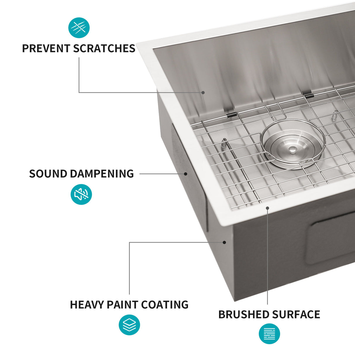 Modern Double Bowl Undermount Kitchen Sink 50 / 50 Design Stainless Steel