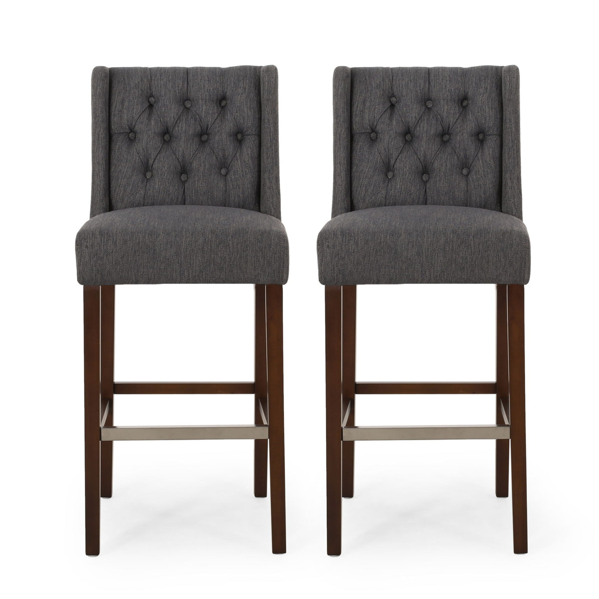 Solstara - Upholstered Dining Barstool With Button Tufted And Wing Back